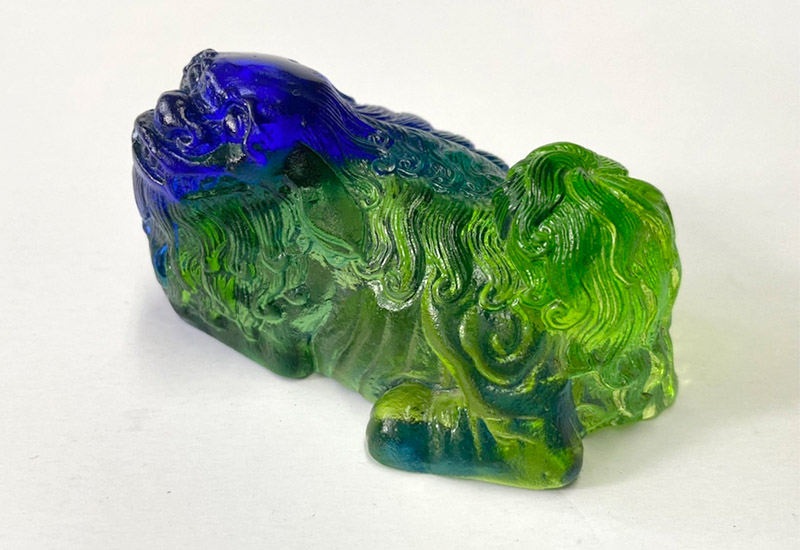 祥瀧 琉璃瑞獅(綠) 文鎮 擺飾